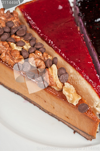 Image of cheesecake with chocolate and nuts