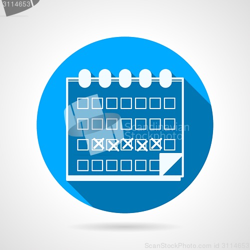 Image of Round blue vector icon for menstrual calendar