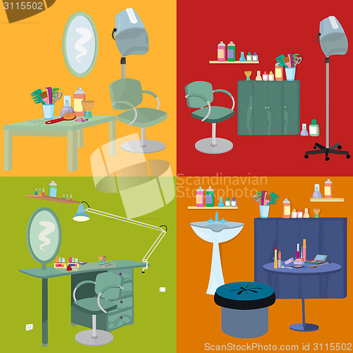 Image of Beauty salon spa furniture flat design