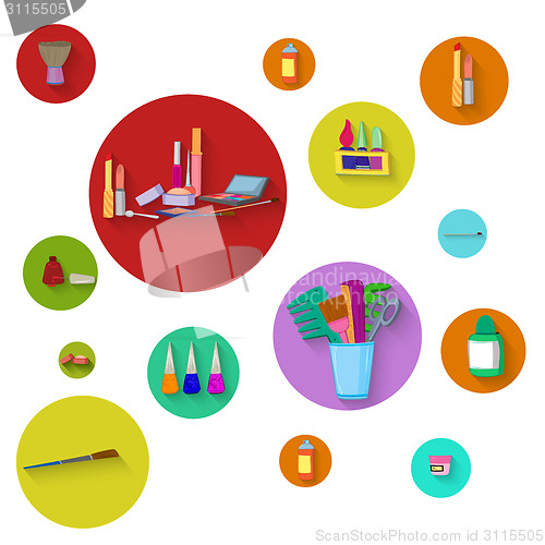 Image of Flat design spa round icon set