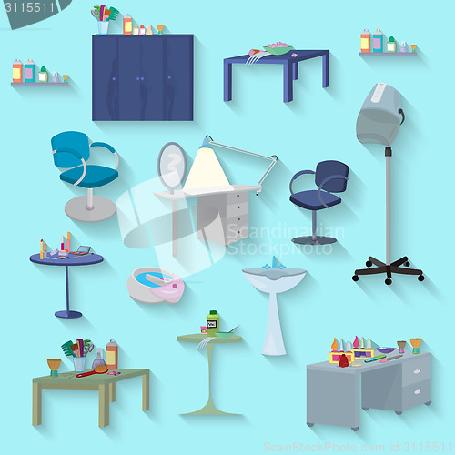 Image of Beauty spa furniture set flat design