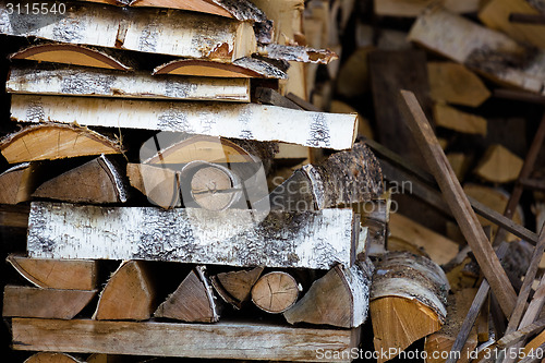 Image of Pile of birch firewood