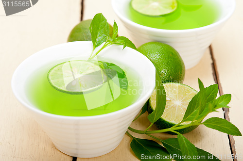 Image of mint infusion tea tisane with lime