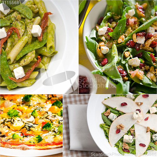 Image of healthy and tasty Italian food collage