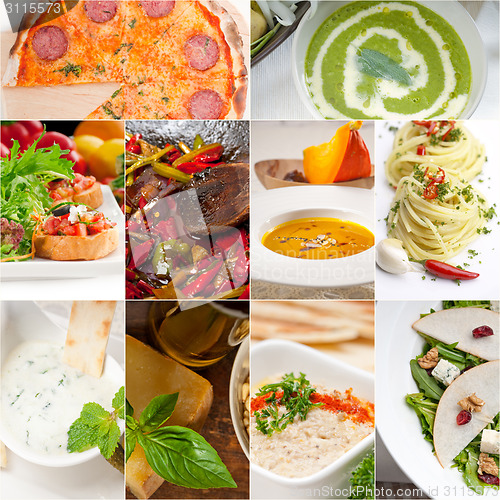 Image of healthy and tasty Italian food collage