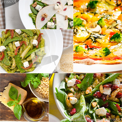 Image of healthy and tasty Italian food collage