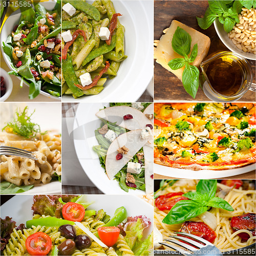 Image of healthy and tasty Italian food collage