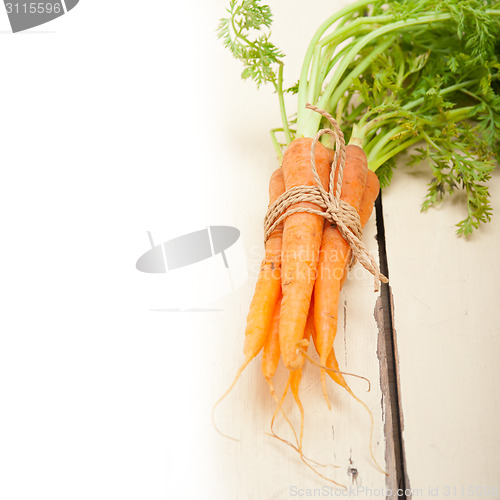 Image of baby carrots bunch tied with rope