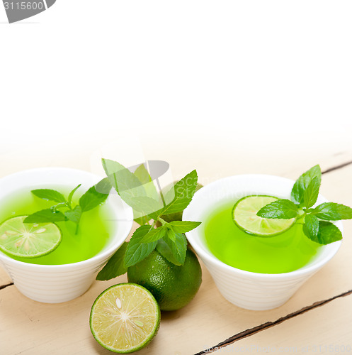 Image of mint infusion tea tisane with lime