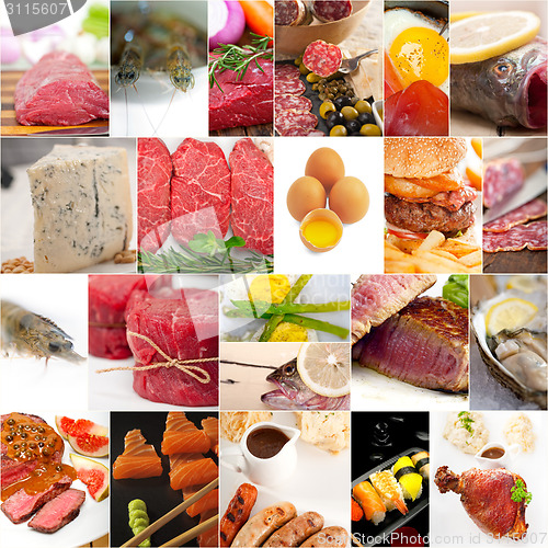 Image of high protein food collection collage