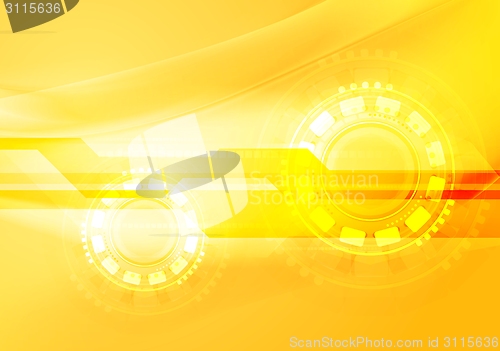 Image of Abstract yellow wavy tech background