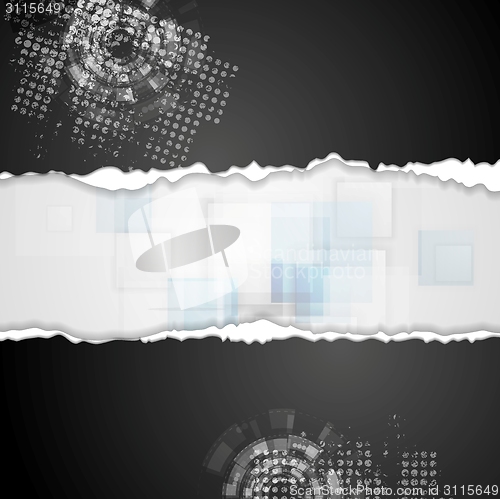 Image of Grunge technical background with ragged edge paper