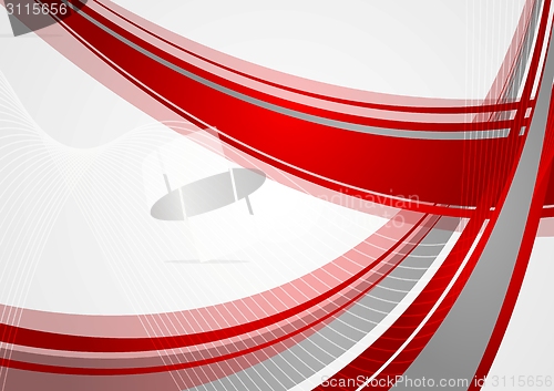 Image of Abstract bright red waves vector background