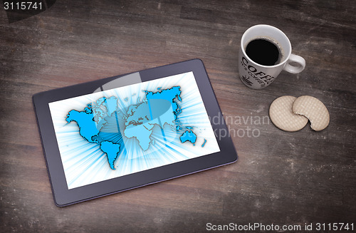 Image of World map on a tablet