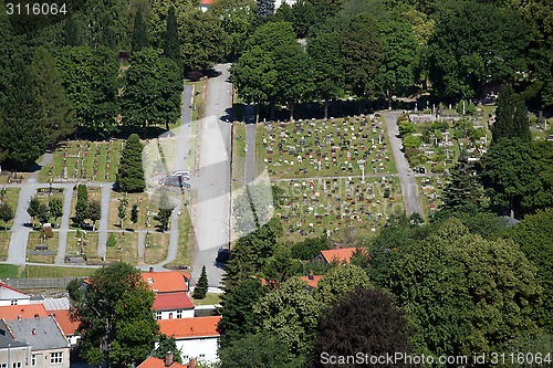 Image of Cemetery aerial view, Fredriksten, Norway