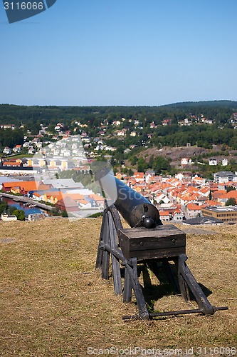 Image of Cannon at Fredriksten Fort and Fredriksten view, Norway