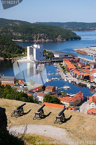 Image of Cannons at Fredriksten Fort and Fredriksten view, Norway