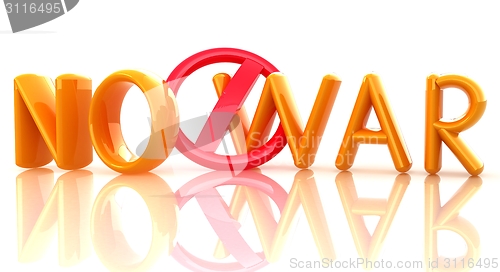 Image of "No war" text and sign 