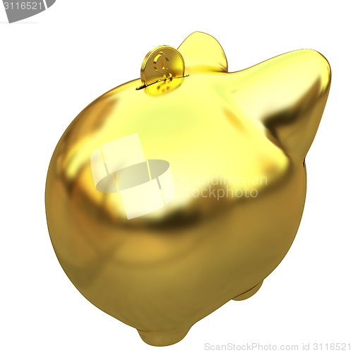 Image of gold coin with with the gold piggy bank 