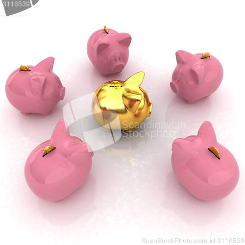 Image of gold coin with with the piggy banks