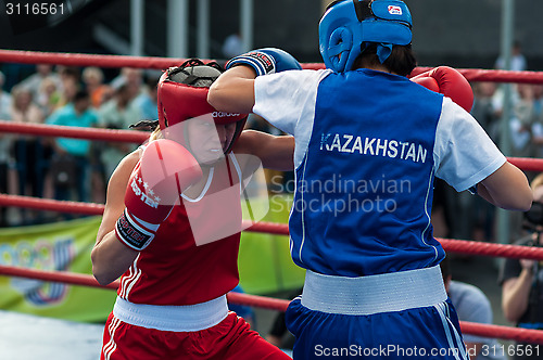 Image of Model boxing match between girls from Russia and Kazakhstan