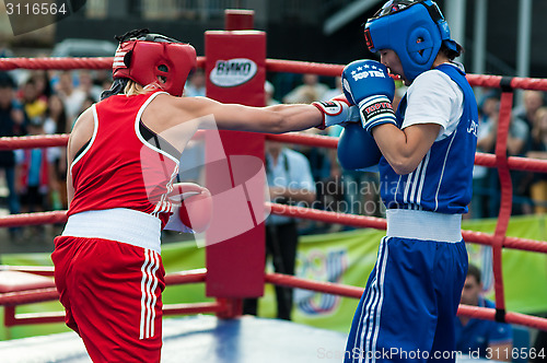 Image of Model boxing match between girls from Russia and Kazakhstan