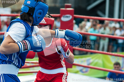 Image of Model boxing match between girls from Russia and Kazakhstan