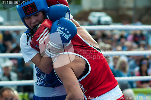 Image of Model boxing match between girls from Russia and Kazakhstan