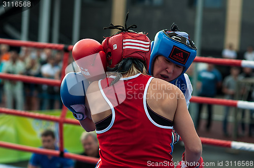 Image of Model boxing match between girls from Russia and Kazakhstan