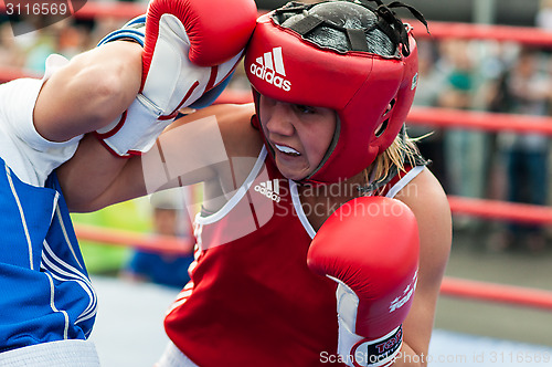 Image of Model boxing match between girls from Russia and Kazakhstan