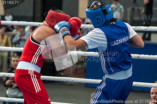 Image of Model boxing match between girls from Russia and Kazakhstan