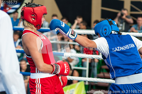 Image of Model boxing match between girls from Russia and Kazakhstan