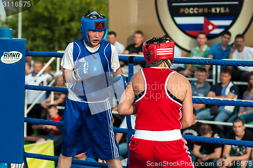 Image of Model boxing match between girls from Russia and Kazakhstan