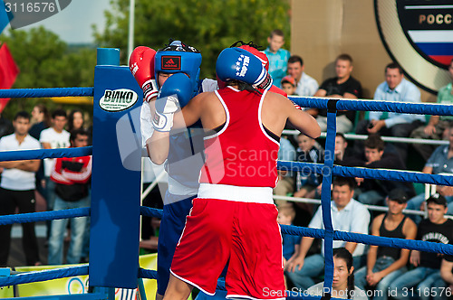 Image of Model boxing match between girls from Russia and Kazakhstan