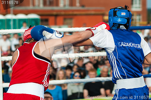 Image of Model boxing match between girls from Russia and Kazakhstan