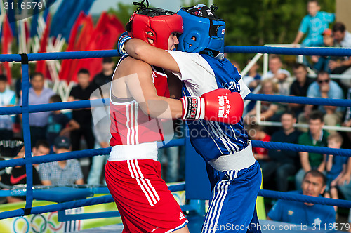 Image of Model boxing match between girls from Russia and Kazakhstan