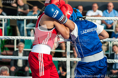 Image of Model boxing match between girls from Russia and Kazakhstan