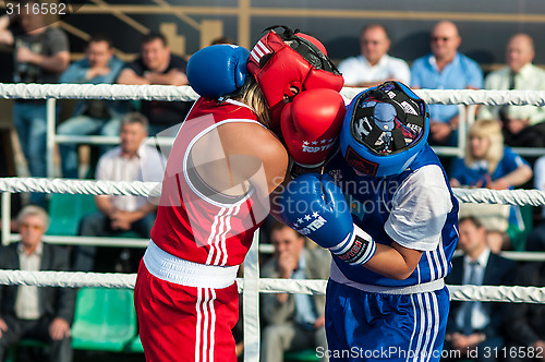 Image of Model boxing match between girls from Russia and Kazakhstan