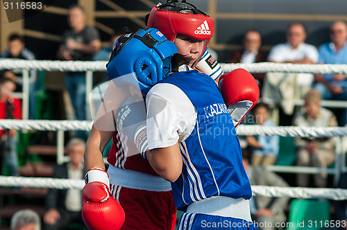 Image of Model boxing match between girls from Russia and Kazakhstan