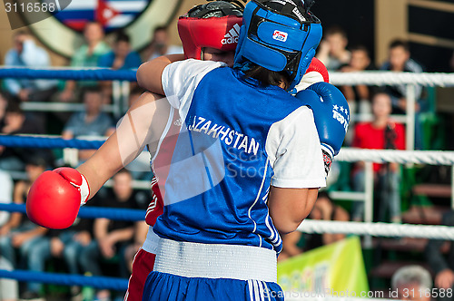 Image of Model boxing match between girls from Russia and Kazakhstan