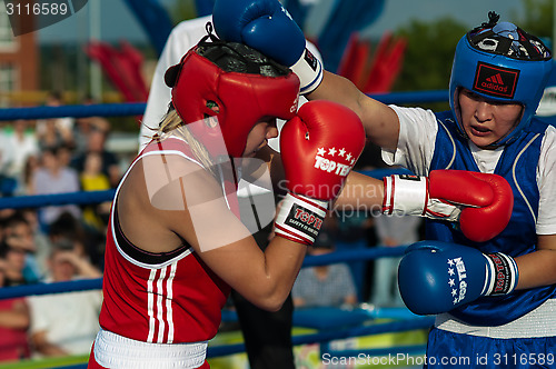 Image of Model boxing match between girls from Russia and Kazakhstan