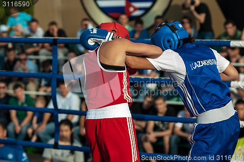 Image of Model boxing match between girls from Russia and Kazakhstan