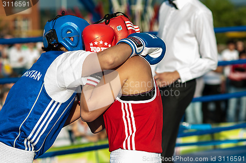 Image of Model boxing match between girls from Russia and Kazakhstan