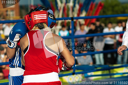Image of Model boxing match between girls from Russia and Kazakhstan