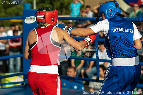 Image of Model boxing match between girls from Russia and Kazakhstan