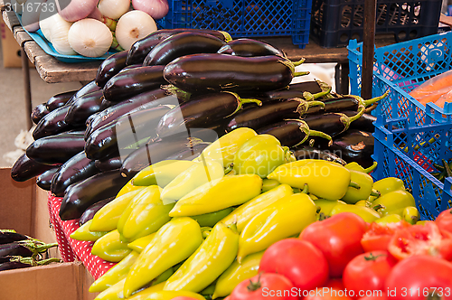 Image of Fresh vegetables and herbs are sold at the Bazaar