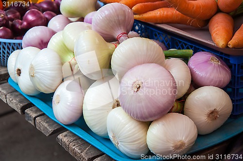 Image of Fresh vegetables and herbs are sold at the Bazaar