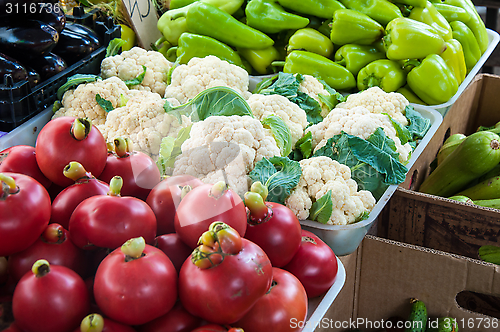 Image of Fresh vegetables and herbs are sold at the Bazaar