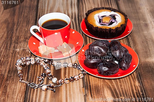 Image of Coffee dates cake and crystal sugar navat