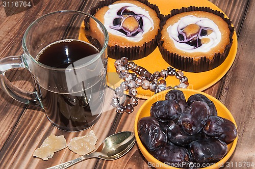 Image of Coffee dates cake and crystal sugar navat